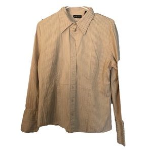 New York & Company - XL - Button down Long Sleeve - Striped - White & Yellow